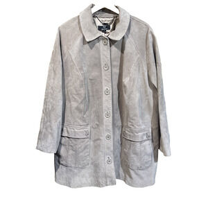 Vintage Dennis Blasso Suede Genuine Leather Trench Coat Beige Women's Size 3X